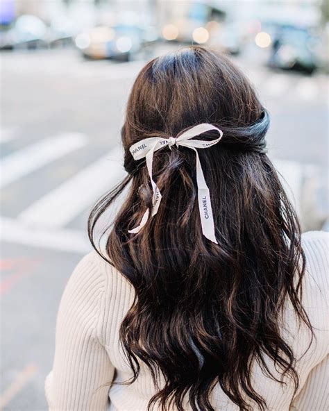 chanel hair ribbon|chanel ribbon hair style.